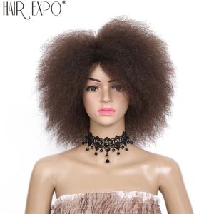 Wigs 6inch Synthetic Afro Wigs For Black Women Yaki Straight Short Hair Fluffy Glueless Cosplay Wig Hair Expo City