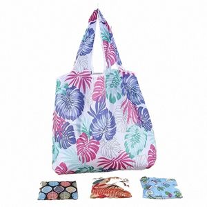 1/2 pz Stampa pieghevole Eco-Friendly Shop Bag Tote pieghevole Pouch Borse Cvenient di grande capacità per il viaggio Borsa della spesa J9aF #