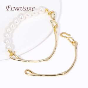 3 Types 18K Real Gold Plated Irregular Branch Shape Half Bracelet Connecting Rod Hooks DIY Handmade Jewelry Pearl Accessories