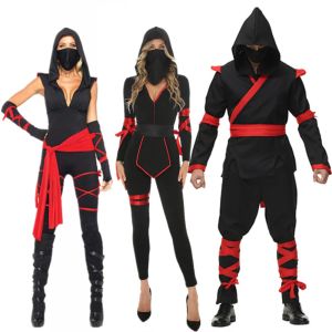 Halloween Costumes for Women Men Ninja Jumpsuit Adult Suit Japanese Anime Warrior Carnival Party Fancy Dress