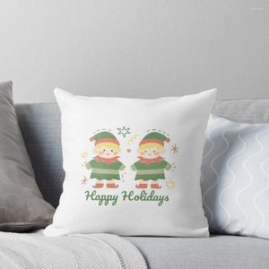 Pillow Happy Holidays Christmas Cute Baby Elf Little Boy Watercolor Throw Cover Luxury Sofa S