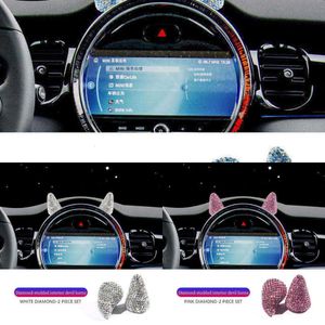 Upgrade Bling Car Air Outlet Direction Devil Horns Cute Diamond Red White Car Interior Accessories For Mini Cooper Smart Auto Dashboard
