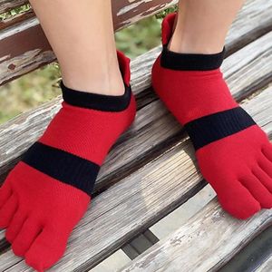 Men's Socks No Show Five Finger Fashion Sports Cotton Toe Patchwork Comfortable Men Striped Non-abrasive