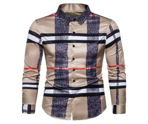 6xl 2022 Business Casual Plaid Shirt Men039s Formalna odzież robocza Suknia Szczupła Społeczna impreza Khaki Khaki Koszula 8530865