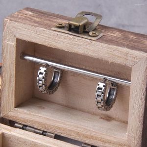 Серьги-кольца, крутой модный толстый массивный ремешок для часов, маленький серебристый цвет из металла, нержавеющая сталь для мужчин с деревянной коробкой