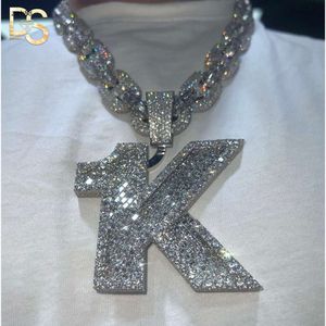 Designer Hot Selling Hip Hop Custom Letter Iced Out S925 VV D Moissanite Letters K Pendant Necklace With Cuban Chain Jewelry