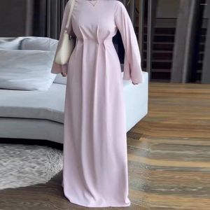 Ethnic Clothing Fashion Silky Islamic Inside Abayas Robes Fancy Dress French Stylish Modesty With Belt Ramadan Dubai Robe