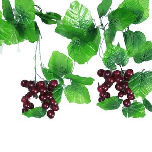 Decorative Flowers Artificial Greenery Chain Grapes Vines Leaves Foliage Simulation Fruits Home Room Garden Wedding Garland Outside