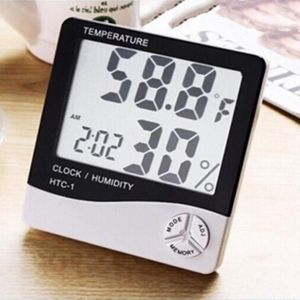 テーブルクロックHTC-1屋内屋外電子および湿度計のデジタル時計表示湿度メーター