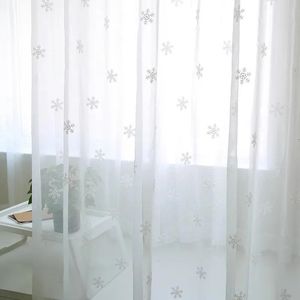 Luxo branco janela cortina tecidos sheer natal floco de neve bordado tule para sala estar cortinas quarto xwp15740 240321