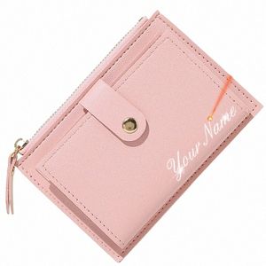 2023 New Short Women Wallets Free Name Engraving Slim Card Holder Female Purses Cute Simple High Quality Brand Women's Wallet Q2GX#