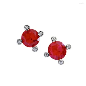 Серьги-гвоздики SpringLady Jewelry 2024 1ct Рубин Высокоуглеродистый Алмаз Ретро Стерлинговое Серебро S925 Для Женщин