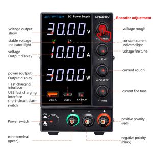 Einstellbare Gleichstromversorgung 4 -digitale Laborbank Stromquelle 30V 10A 5A Wechselstromschalter Stabilisierter LCD -Netzteil Regler DPS3010U