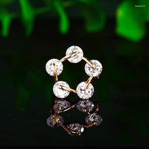 Spille Romanzo Chic Anello per donna Lusso Cubic Zirconia Foglie Fiori Spilla semplice Piccoli accessori di abbigliamento moda all'ingrosso