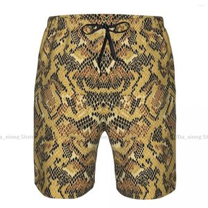 Shorts masculinos homens praia curto de secagem rápida tronco de natação abstrato python pele de cobra maiô banho