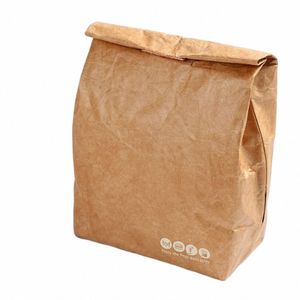 pojemność torba na lunch chłodne skrzynki obiadowe wyciekroofowe torba na płótnie worka na lunch wodoodporne torby papierowe kraft torebki rąk Y9S2#