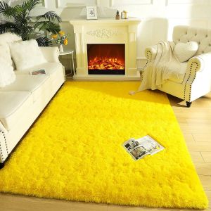 MiRcle Sweet Yellow Carpet for Living Room Plush Rug Bed Room Floor Fluffy Mats Home Decor Rugs Soft Velvet Bed Beside Kids Room