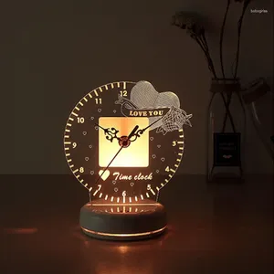 Настольные часы 3d ночник светодиодная перезаряжаемая лампа креативный фруктовый будильник Love TimeClock украшение дома