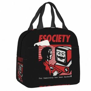 Mr Robot Lunch Bag For School Geek Hacker FSociety återanvändbar picknick termisk kylare isolerad lunchlåda kvinnor barn tygväskor m7uc#