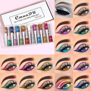 Professionell makeup silver rosguld 16 färger flytande glitter eyeliner kit glänsande ögonfoder för kvinnor ögonpigment kosmetika 240325