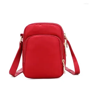 Bolsas de ombro com zíper crossbody mulheres mensageiro saco do telefone móvel náilon armazenamento à prova dwaterproof água bolsa de pulso feminino