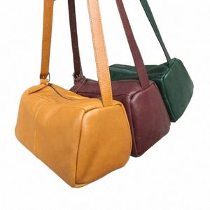 2022 New First Layer Vegetable Tanning Water Dyed Cowhide Bost Pillow Bag Tote Bag Shoulder Underarm Fi Genuine Leather W S8ji#