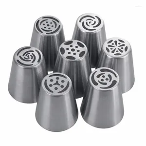 Baking Tools 7pcs/lot Stainless Steel Russian Tulip Icing Piping Nozzle Cake Decoration Cream Tips DIY Bakeware Tool Rose Flower Set