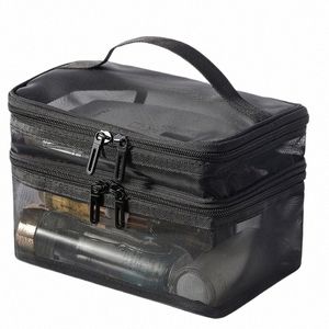 Kvinnors transparenta nät idealisk för kosmetikmakeup och toalettartiklar för reseförsäljning Succ Make Up Organizer Bag L80J#