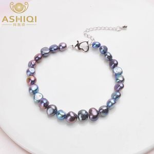 ASHIQI браслеты из натурального натурального жемчуга в стиле барокко, ювелирные изделия из белого пресноводного жемчуга, подарок для женщин, модные браслеты 240319