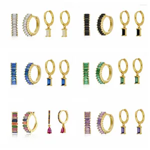 Висячие серьги BOAKO, комплект серег из стерлингового серебра 925 пробы, геометрический красочный кулон с цирконом, маленький для женщин, позолоченные 18 карат, вечерние украшения