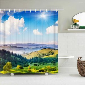 Shower Curtains Beautiful Countryside Natural Landscape Fabric Curtain Waterproof Printing Bath For Bathroom Decorate With Hooks