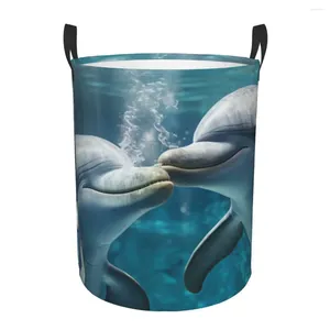 Tvättväskor fällbara korgar delfiner smutsiga kläder leksaker förvaring hink garderobskläder arrangör hamper