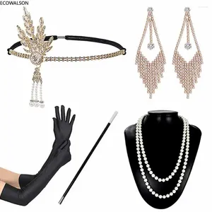 Articoli per feste Anni '20 Accessori Accessori per costumi Fascia per capelli anni '20 Collana Guanti Portasigarette Set flapper per donna 20