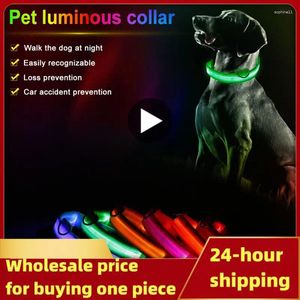 Hundkrage LED/Batteris krage Ljus Anti-Lost For Dogs Valpar Nylon Night Safety Lumoinous levererar PET-produkter Tillbehör