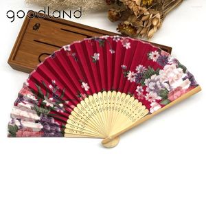 Dekorativa figurer 10st/Lot Delicate Chinese Style Flower Floral Fabric Folding Hand Fan Cherry Blossom Wedding Decor