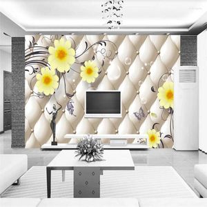 Wallpapers Wellyu Papel De Parede Custom Wallpaper 3D Soft Bag Flower High-grade Small Floral Background Wall Painting