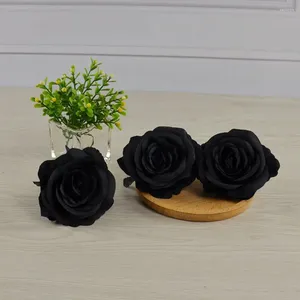 Decorative Flowers Fake Rose Artificial Flower Faux Silk Realistic Practical Everlasting Black Floral Plant