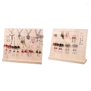 Jewelry Pouches Wood Display Hanging Stand Rack For Stud Earrings Dangle 120 Holes Solid Bamboo Holder