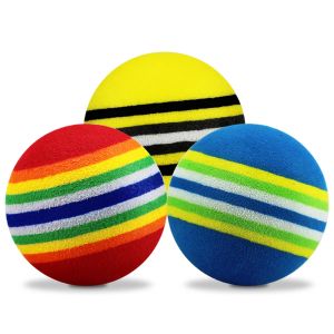 Мячи 50 шт./пакет, мячи для гольфа из пены EVA, радужная полоска, красный/синий/желтый губчатый мяч для тренировок в помещении, тренировочное пособие для гольфа