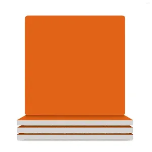 テーブルマット純粋なオレンジセラミックコースター（正方形）イートカップホルダーセット