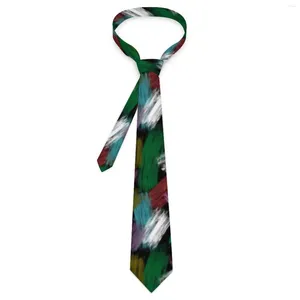 Bow Ties Mens Tie Renkli fırça baskı boyun boya şeritleri zarif yakalı grafik iş kalitesi kravat aksesuarları