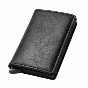 Kreditkortshållare män plånbok RFID Blockering Skyddad aluminiumlåda PU -läderplånböcker med MEY CLIP DESIGNER CARDHOLDER M2DX#