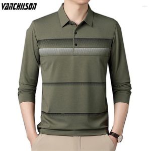 Men's T Shirts Men Long Sleeve Shirt Tops Stripes For Spring Turndown Collar Business Office Male Fashion Plus Size 4XL 100KG 00473