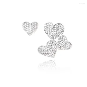 Stud Küpe Modaya uygun payet Büyük Kalp Kadınlar Kız Mücevherleri Chic 925 STERLING Gümüş Asimetrik Aşk Takı