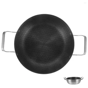 Dubbla pannor rostfritt stål matlagning pan non-stick potten wok för hemkök restaurang (20 cm)