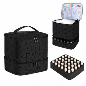 30 rutnät nagelarrangör Makeup Bag Cosmetic Manicure Case Profial Double Layer Design Nail Polish Gel Handväska med handtag 44ct#