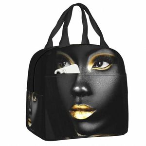 african Queen Thermal Insulated Lunch Bag Women Africa Black Girls Resuable Lunch Ctainer for Kids School Children Food Box d5PA#