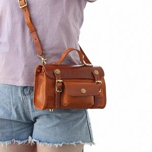 новая винтажная сумка Менгера из воловьей кожи растительного дубления с верхним слоем, сумка-подушка с металлической пряжкой, повседневная сумка через плечо Fi u7MS #