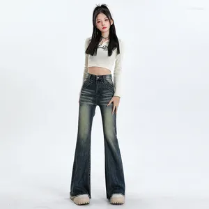 Kvinnors jeans koreanska street mode flare kvinna mager hög midja långa denim byxor y2k vintage stil kvinnor pantaloner