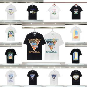 Mężczyzn Graphic T Shirty Casablanca T Shirt Mens Designer Tshirt swobodne luźne krótkie rękawie TEE TENIS Club Streetwear